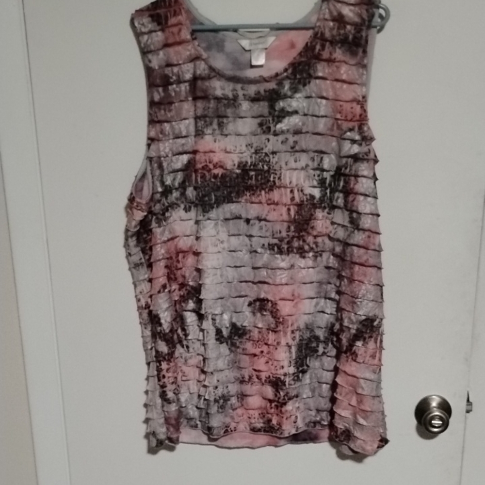 Pink and Red Ribbed Scoop Neck Tank Top